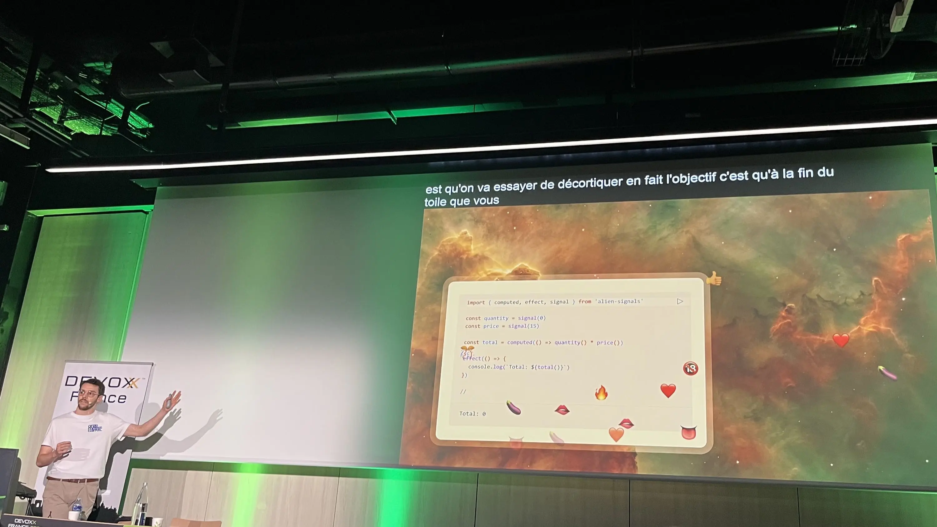 Photo of my talk covered in emoji.