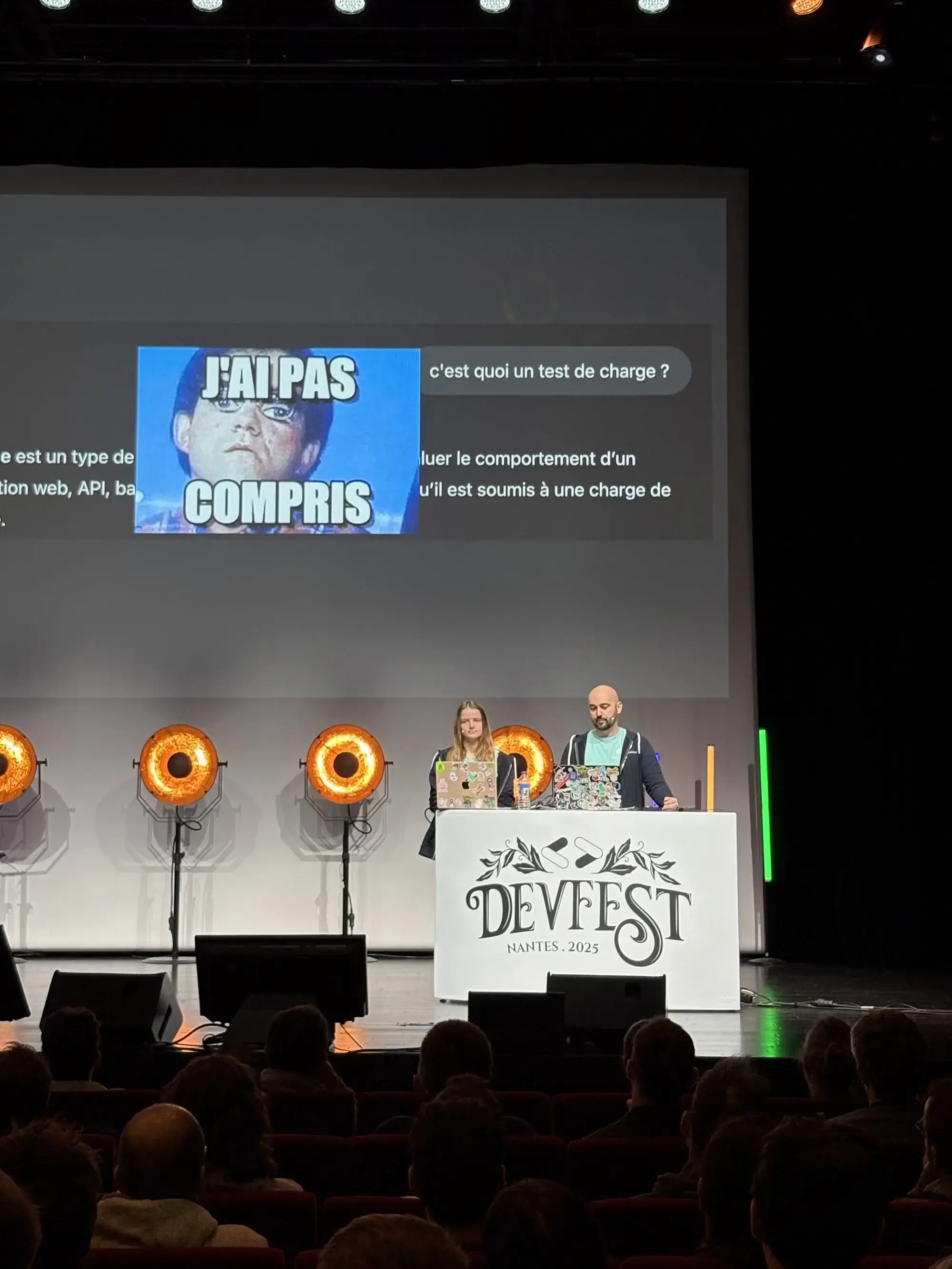 Loïc Ortola and Mathilde Lorrain presenting at DevFest Nantes 2025