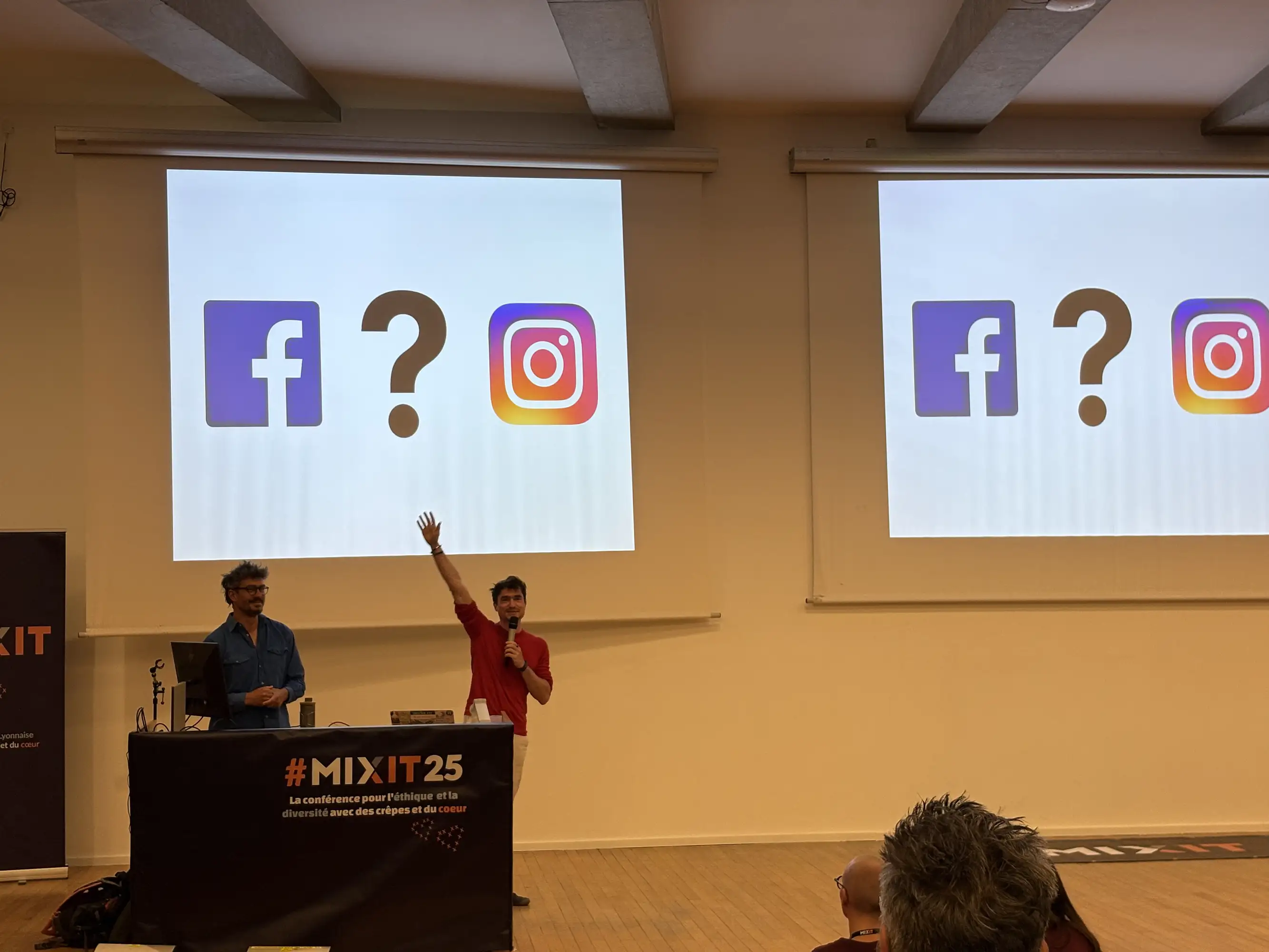 Photo of Matti Schneider and Clément Biron during their talk.
