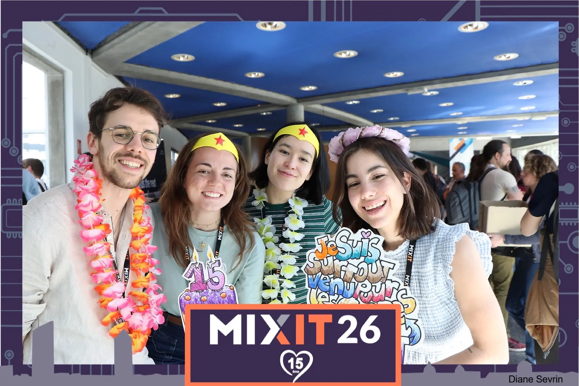Photo of the TakiTeam at MiXiT, from left to right: Estéban, Marion, Elise, and Victoire